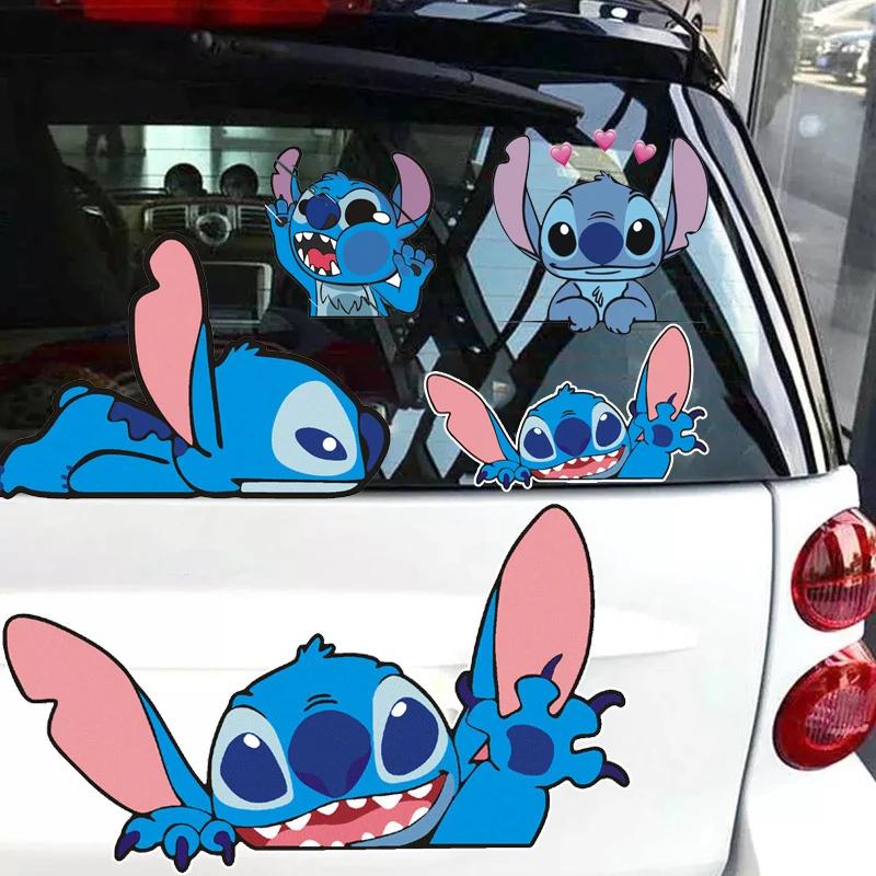 Disney Stitch Car Sticker Kawaii Anime Figure Stitch Auto Window Driving Mirror Decals Rear Windshield Stickers Deco